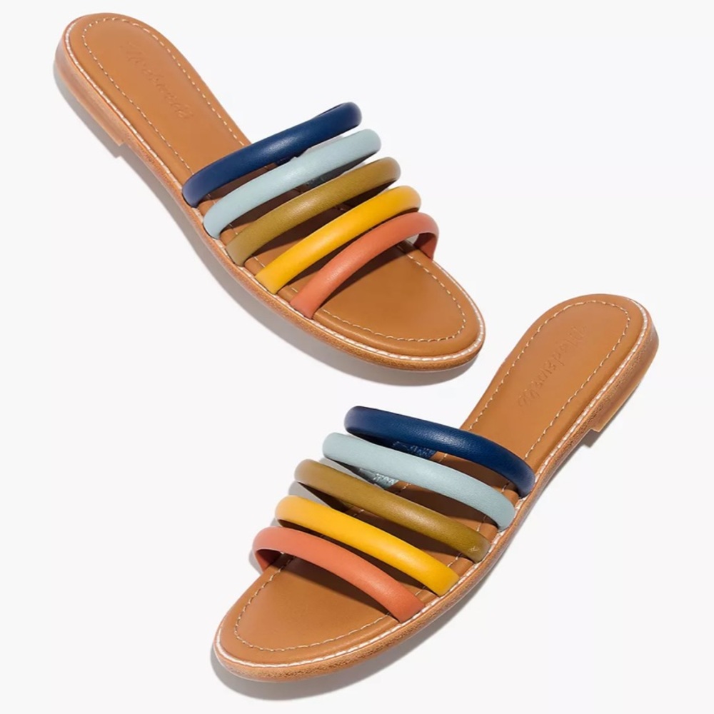 Madewell Addie Slide sandal, rainbow straps